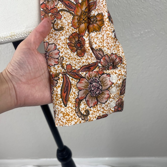 Free People Women’s I got you Printed Top Blouse Sz L Floral Long Sleeve - Picture 6 of 16